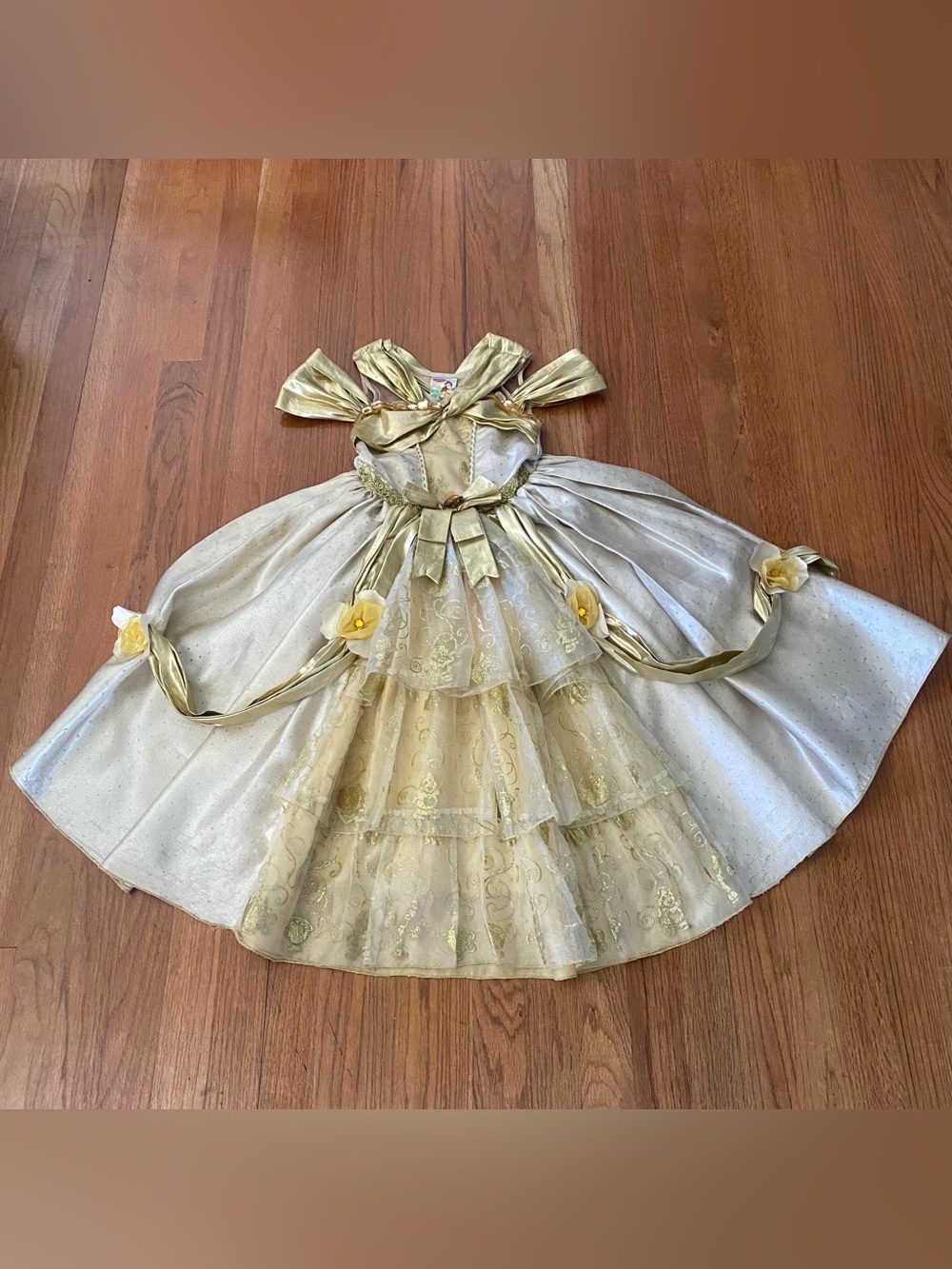 Disney Store Gold Princess Belle Ball Gown Costume